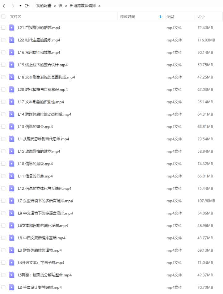 田博跨媒体编排平面设计2022【画质不错只有视频】