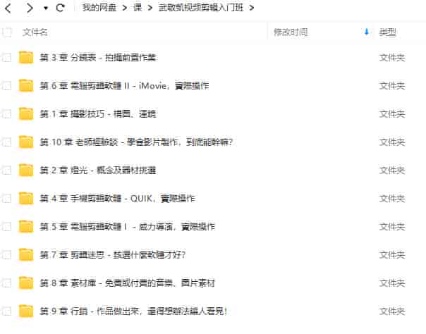 武敬凱视频剪辑入门班【画质高清只有视频】