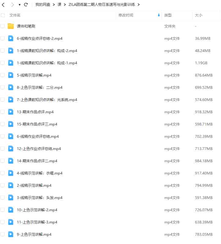 ZILA团练第二期人物日系速写与光影训练2023【画质高清有课件和笔刷】