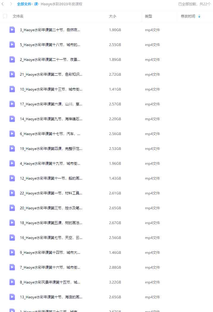 Haoye水彩2023年度课程【画质还行只有视频】