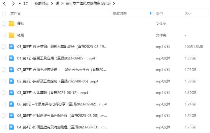 夜行衣羊国风立绘角色设计班2023年【画质还行有笔刷课件】