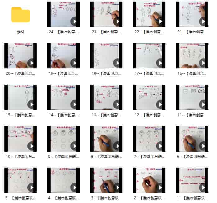 【缺课较多】刘旭漫画创意联想课【画质不错有部分图片素材】