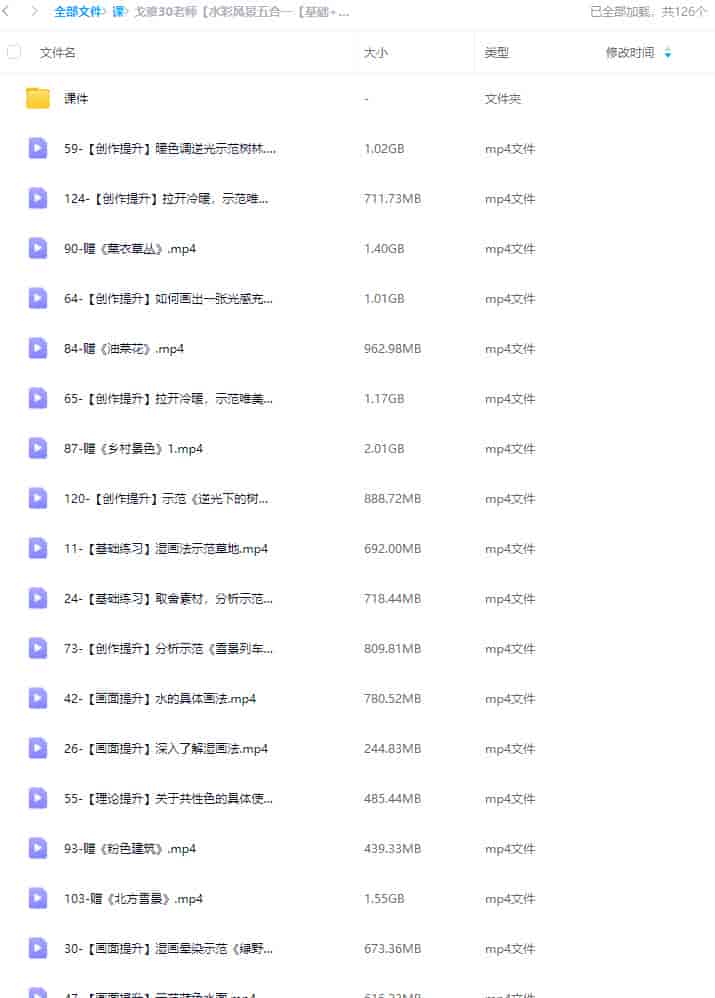 戈雅30老师水彩风景五合一基础+入门+进阶+创作+写生【画质不错有课件】
