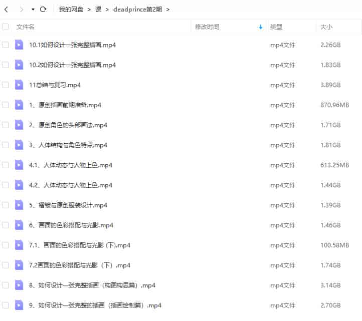 deadprince原创人物插画班第2期2021年8月结课【画质不错只有视频】