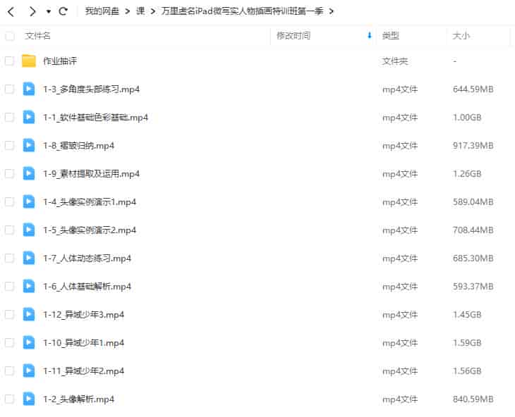 万里虚名ipad微写实人物插画特训班第1季2023【画质还行只有视频】