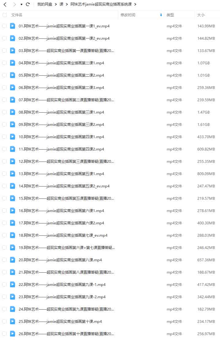 阿妹艺术jamie超现实商业插画系统课2021年【画质不错只有视频】