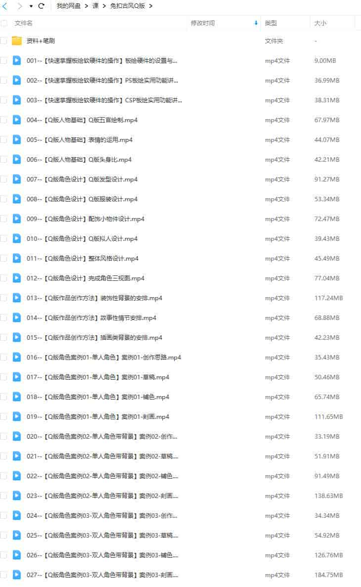 兔扣古风Q版插画课【画质不错有笔刷和资料】