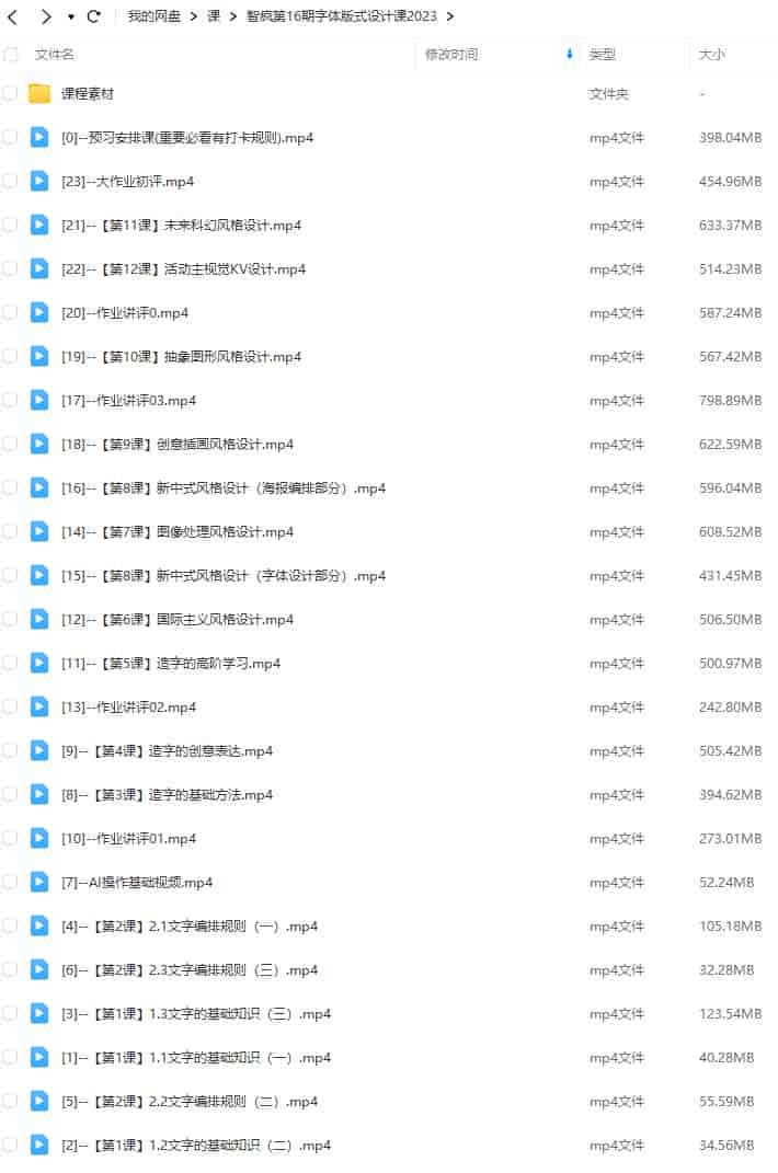 智疯第16期字体版式设计课2023【画质高清有素材】