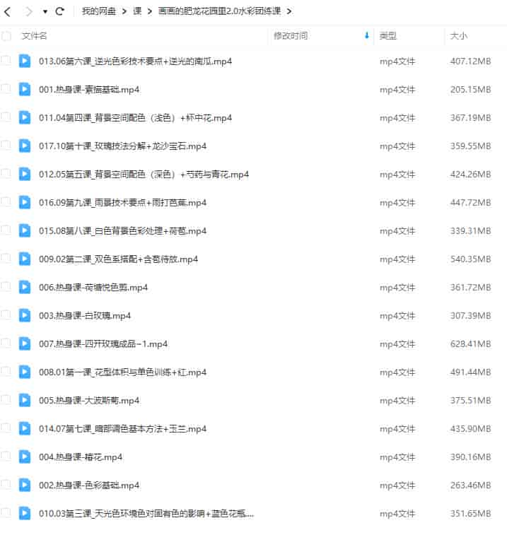 画画的肥龙花园里2.0水彩团练课2023年【画质不错只有视频】