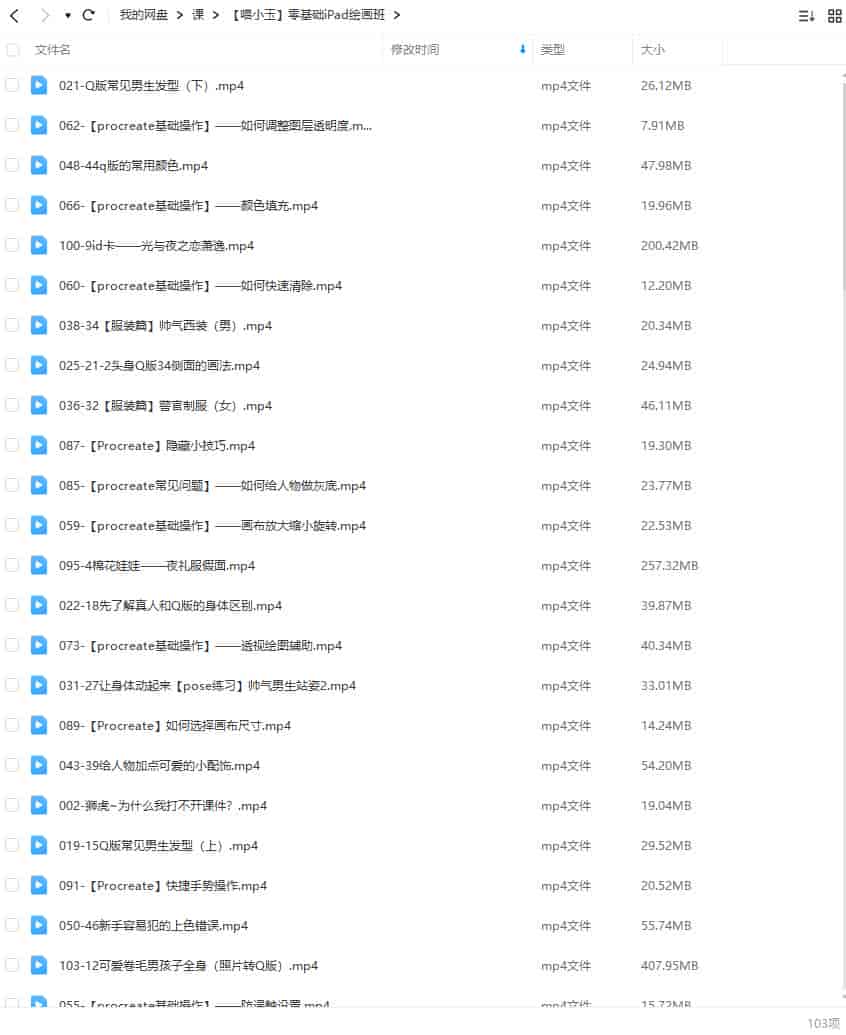 喵小玉零基础iPad绘画班2023年【画质高清只有视频】