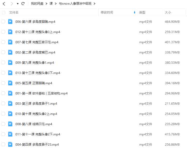 与snow人像厚涂中级班【画质不错只有视频】