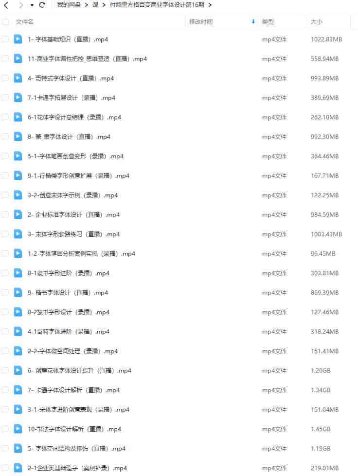 付顽童百变商业字体设计第16期2022年12月结课【画质还可以只有视频】