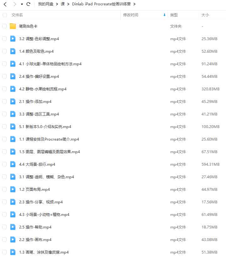 芝士学院Dinlab iPad Procreate绘画训练营【画质不错有笔刷】