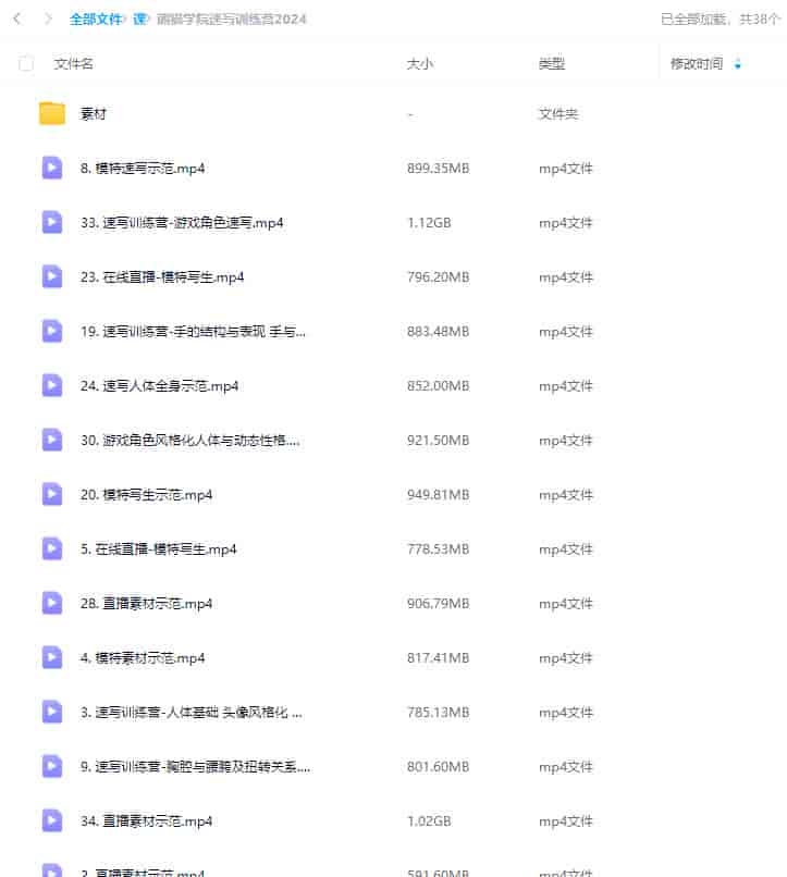 熊猫学院速写训练营2024【画质不错有素材】