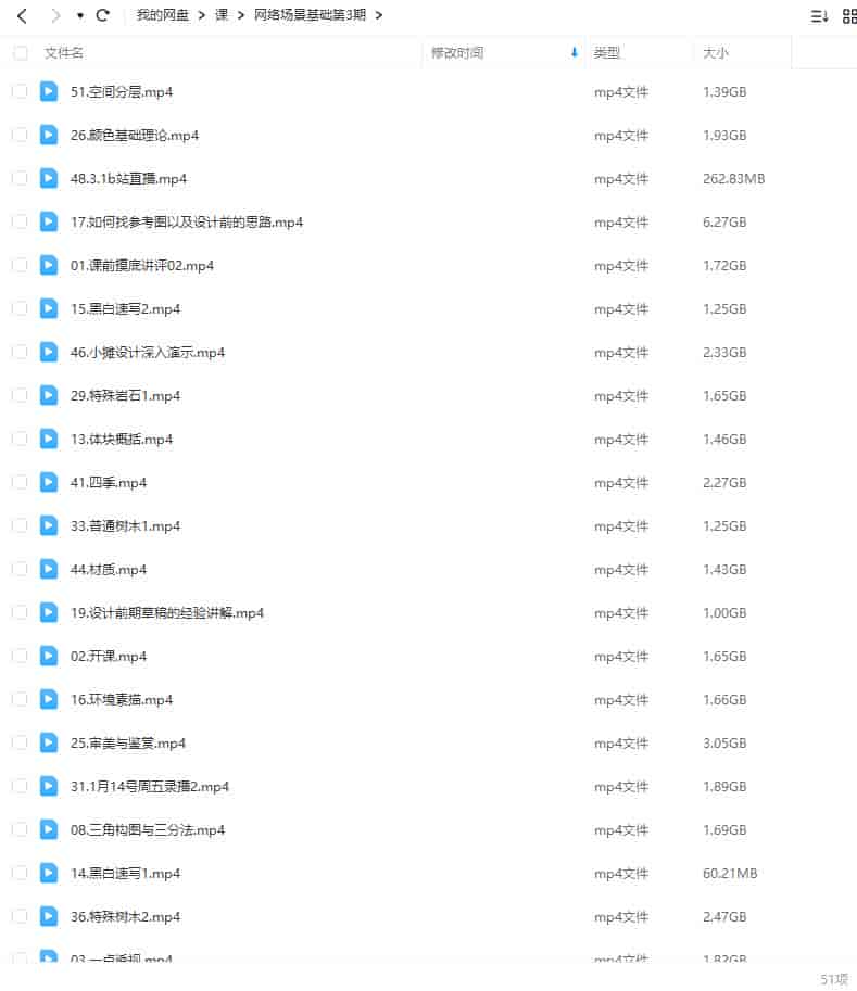 艺数绘网络场景基础第3期2022年3月结课【画质不错只有视频】