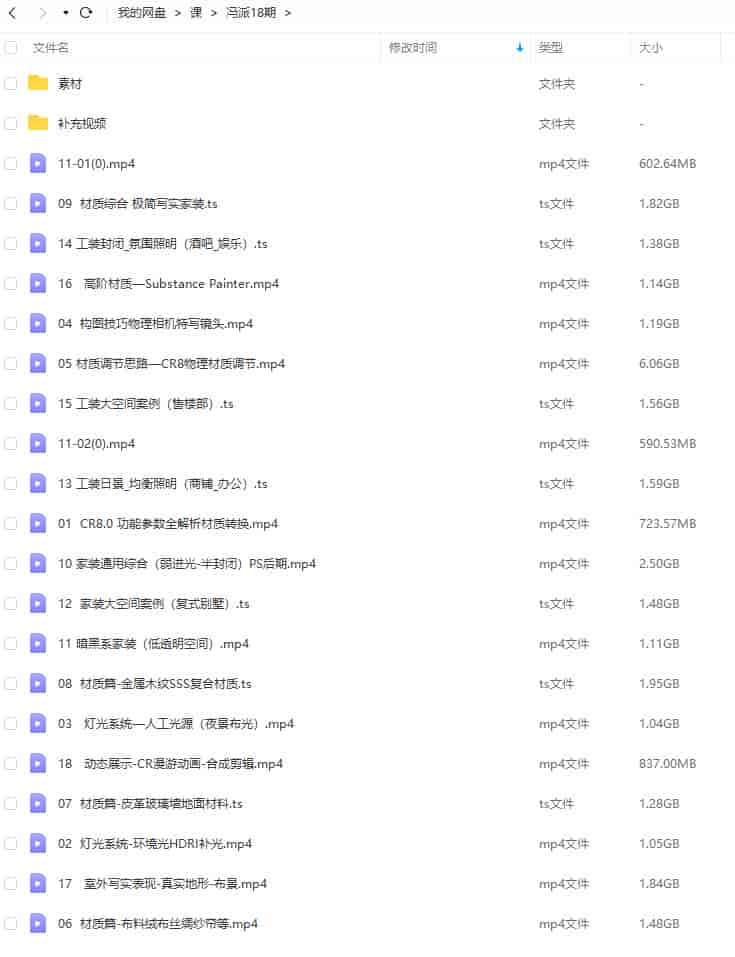 冯派Corona 8.0高级渲染班18期2022年【画质高清有大部分素材】