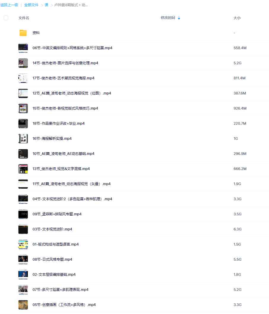 卢帅第8期版式＋动态特训营【画质高清有大部分素材】