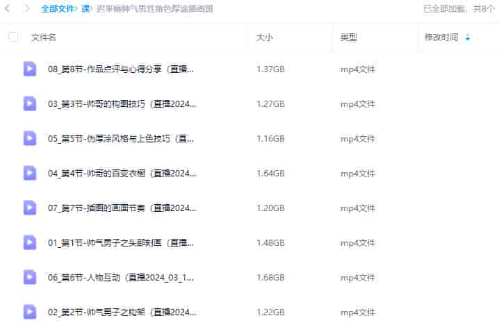 迟来椿帅气男性角色厚涂插画班2024【画质高清只有视频】