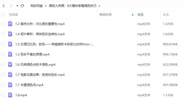 达芬奇调色大师课：8大模块掌握调色技巧【画质高清只有视频】