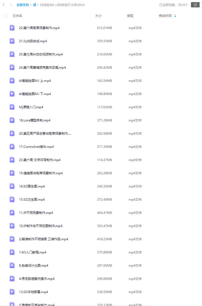 【缺课】付顽童MJ+SD创意打卡营2024年【画质高清只有视频】