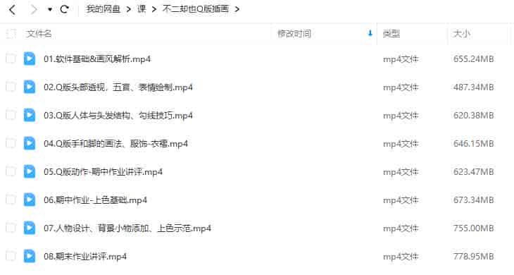 不二却也Q版插画课【画质不错只有视频】