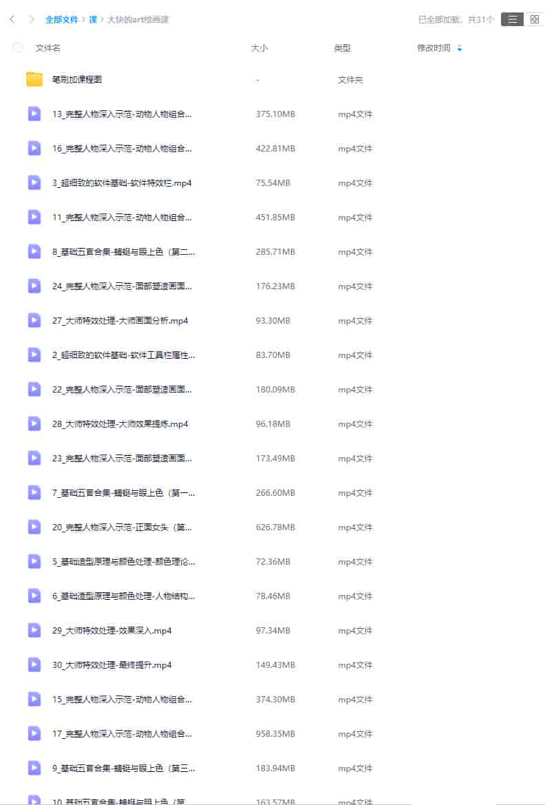 大块的art绘画课2023年【画质不错有素材】