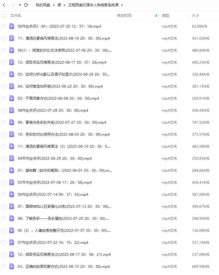 阿妹艺术王程雨写实厚涂插画系统课2022【画质不错只有视频】