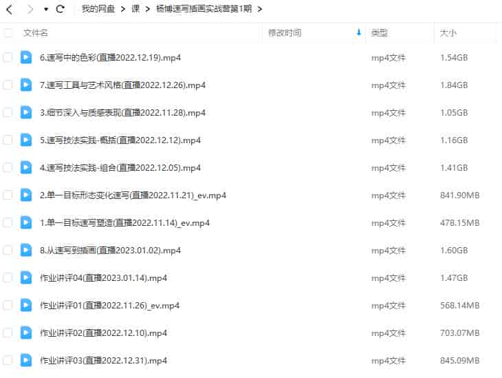 创艺盒杨博速写插画实战营第1期2022【画质还行只有视频】