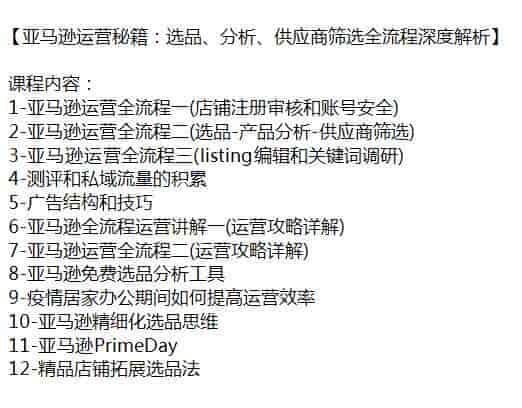 亚Ma逊从店铺注册到选品产品分析运营课，学习亚Ma逊运营全流程