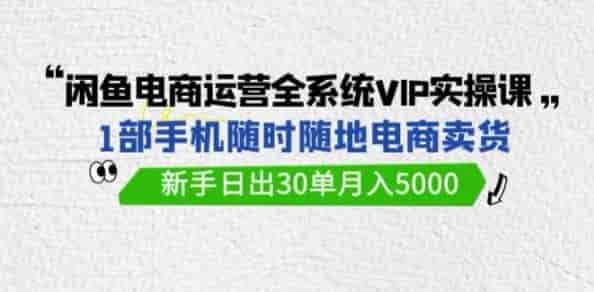 闲鱼电商从注册养号到选择爆款运营课，快速挣钱不同阶段不同的玩法